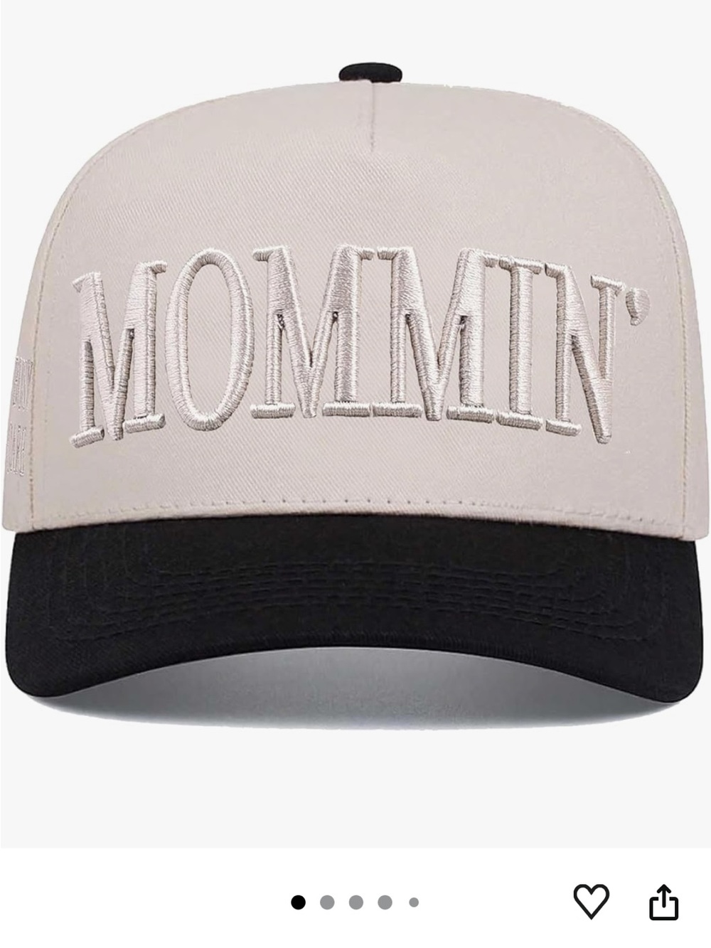 Mommin' Embroidered Two-Tone Baseball Cap - Beige & Black